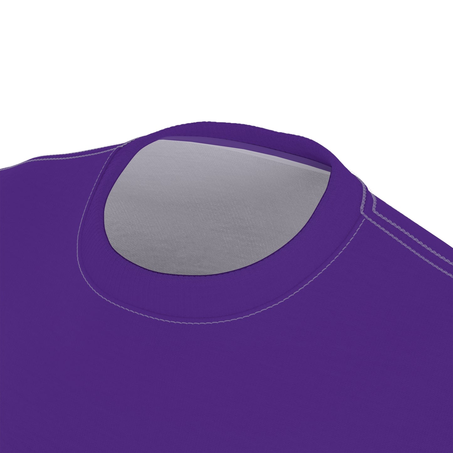 Purple shirt with gray mesh underarm area on a white background