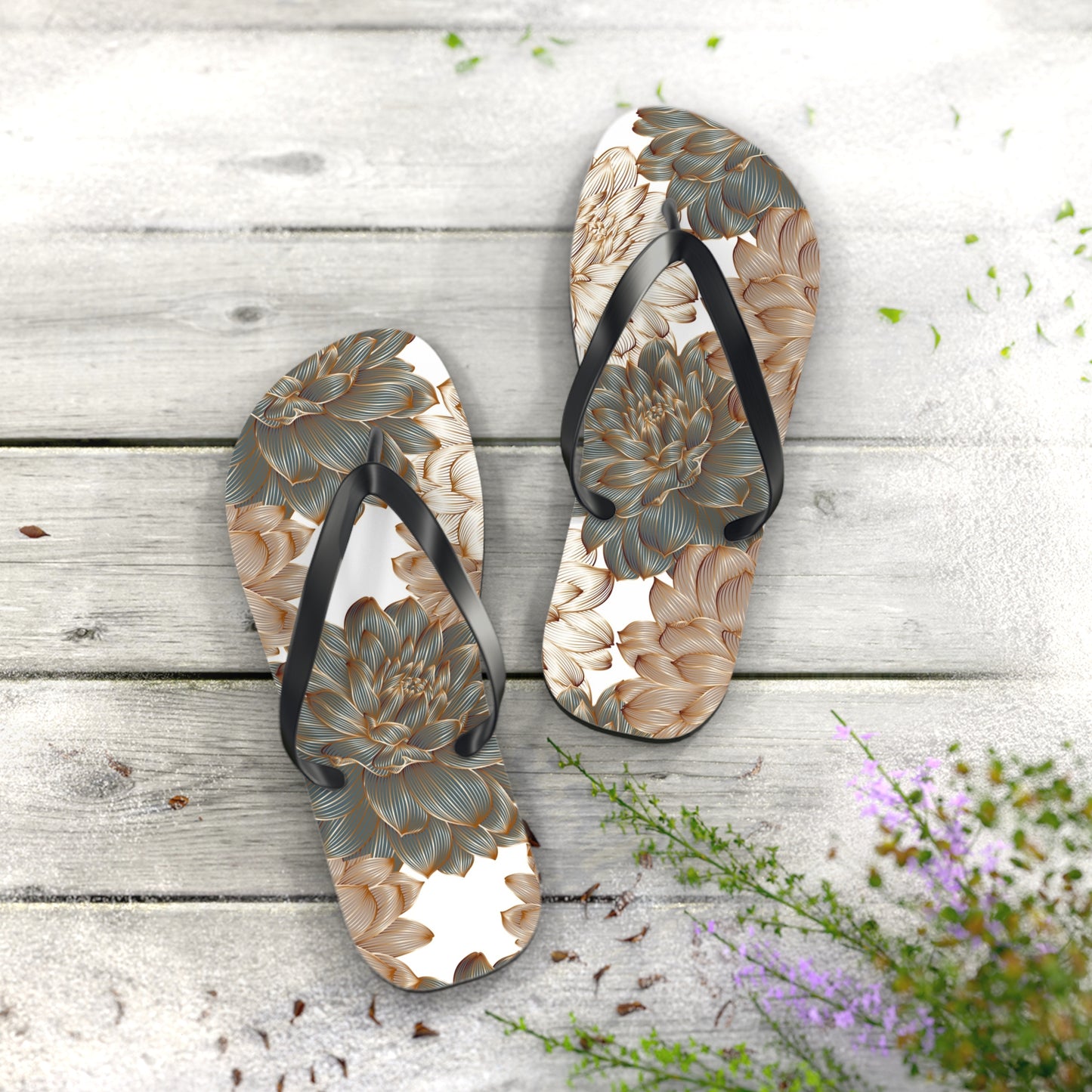 Floral-Inspired Flip Flops, Summer Sandals, Vacation Footwear, Casual Slippers image 14