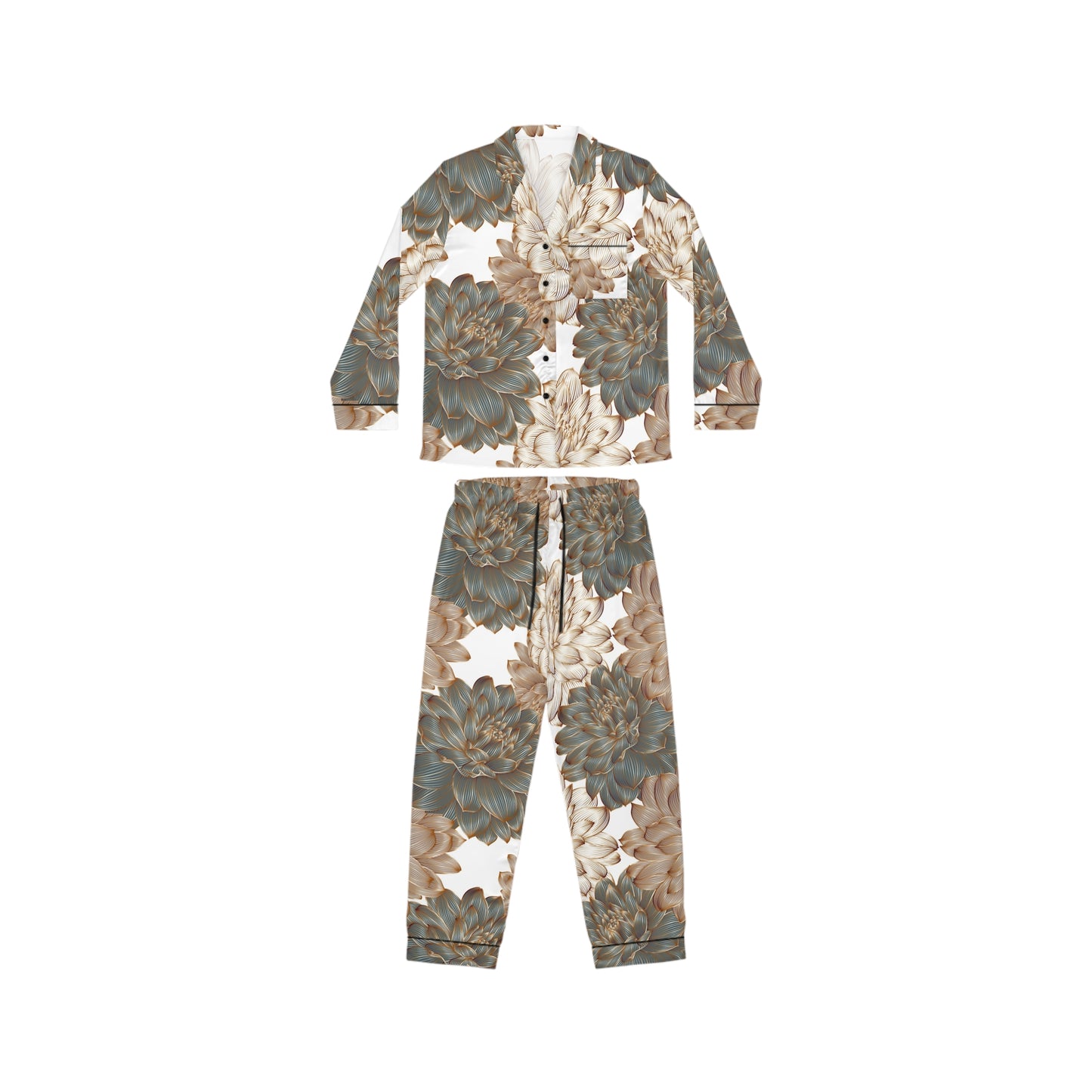 Elegant Floral Women's Satin Pajamas, Luxury Sleepwear, Perfect Gift for Her image 6