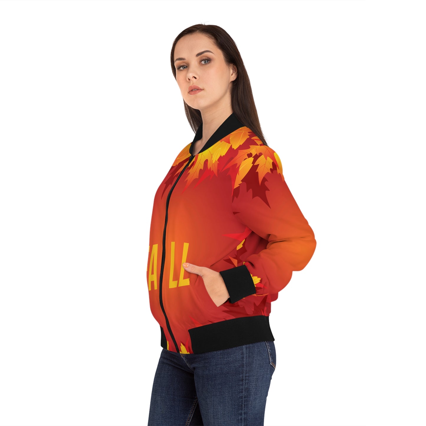 Women's Fall Bomber Jacket (AOP) image 3
