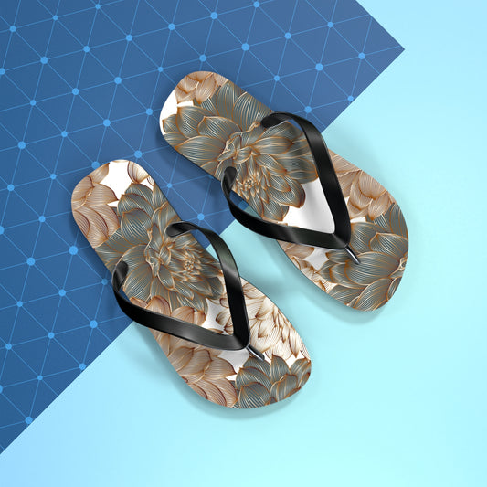 Floral-Inspired Flip Flops, Summer Sandals, Vacation Footwear, Casual Slippers image 0