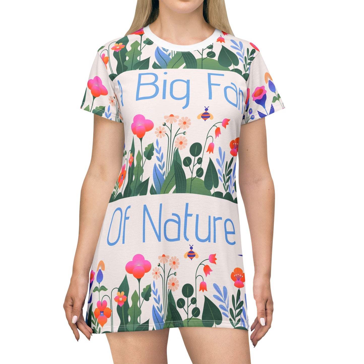 Floral Garden T-Shirt Dress, Comfortable Casual Wear, Summer Dress, Gift for her image 0