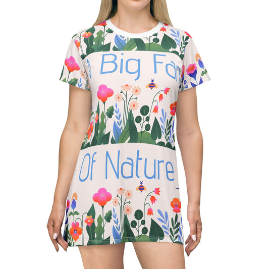 Floral Garden T-Shirt Dress, Comfortable Casual Wear, Summer Dress, Gift for her image 0