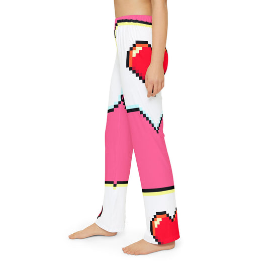 Pixel Heart Kids Lounge Pants, Cozy Pajama Bottoms, Fun Sleepwear for Kids image 1
