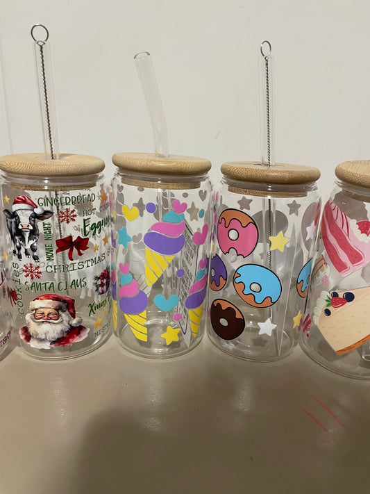 Custom Glass Cup Tumbler With Religious Uv Sticker