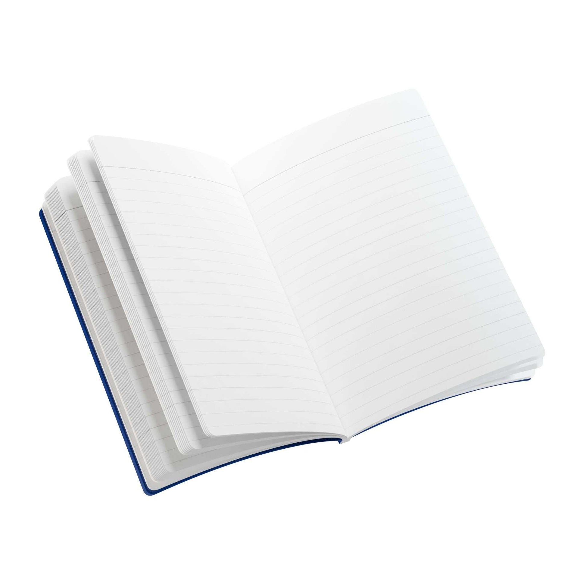 Open coffee-themed softcover journal with blank lined pages for note-taking and writing