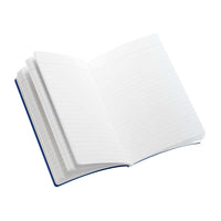 Open coffee-themed softcover journal with blank lined pages for note-taking and writing