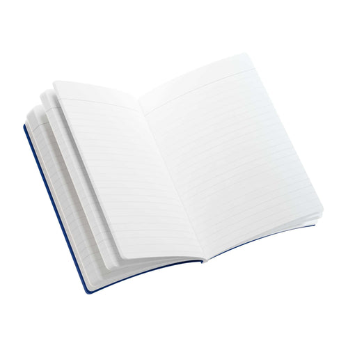 Open coffee-themed softcover journal with blank lined pages for note-taking and writing