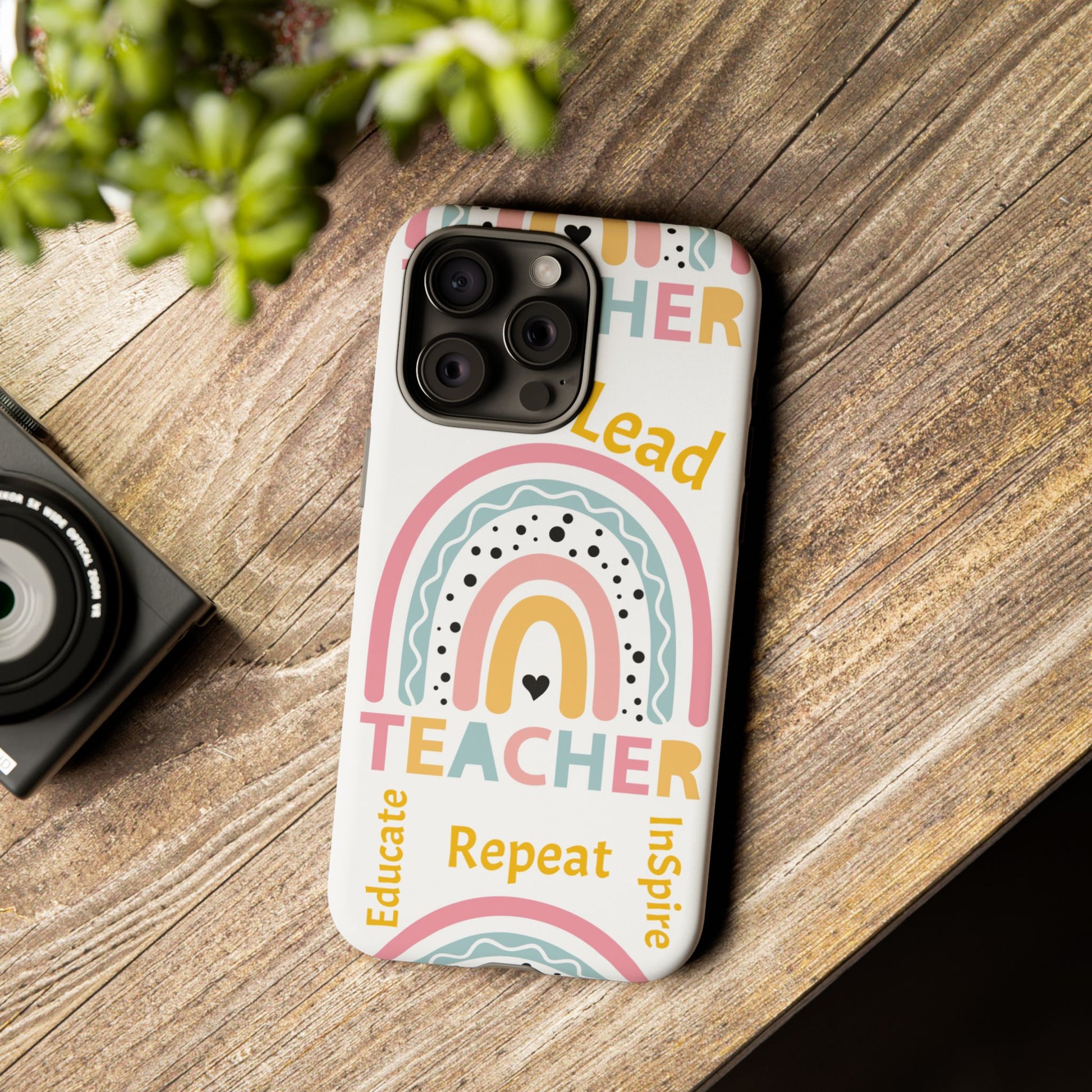 Teacher Phone Case - Inspire, Lead, Educate - Cute Rainbow Design, Teacher Gift image 13