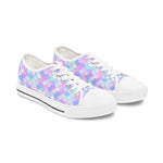 Pastel mermaid print women's low top sneakers with breathable canvas and cushioned sole