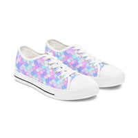 Pastel mermaid print women's low top sneakers with breathable canvas and cushioned sole