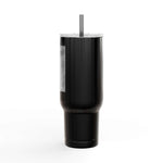 Cozy Vibes Insulated Tumbler black 40oz travel mug with straw and spill-resistant lid