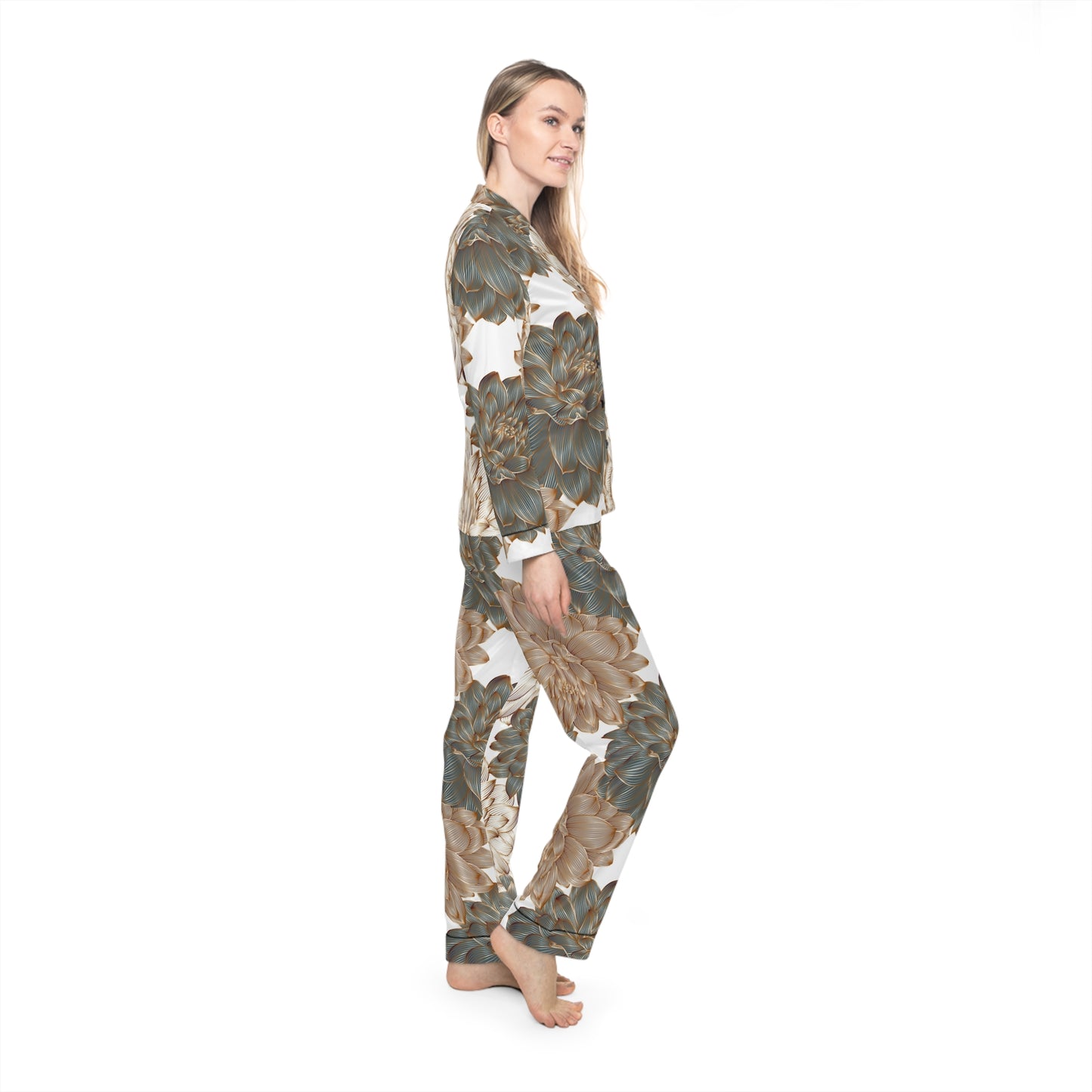 Elegant Floral Women's Satin Pajamas, Luxury Sleepwear, Perfect Gift for Her image 3