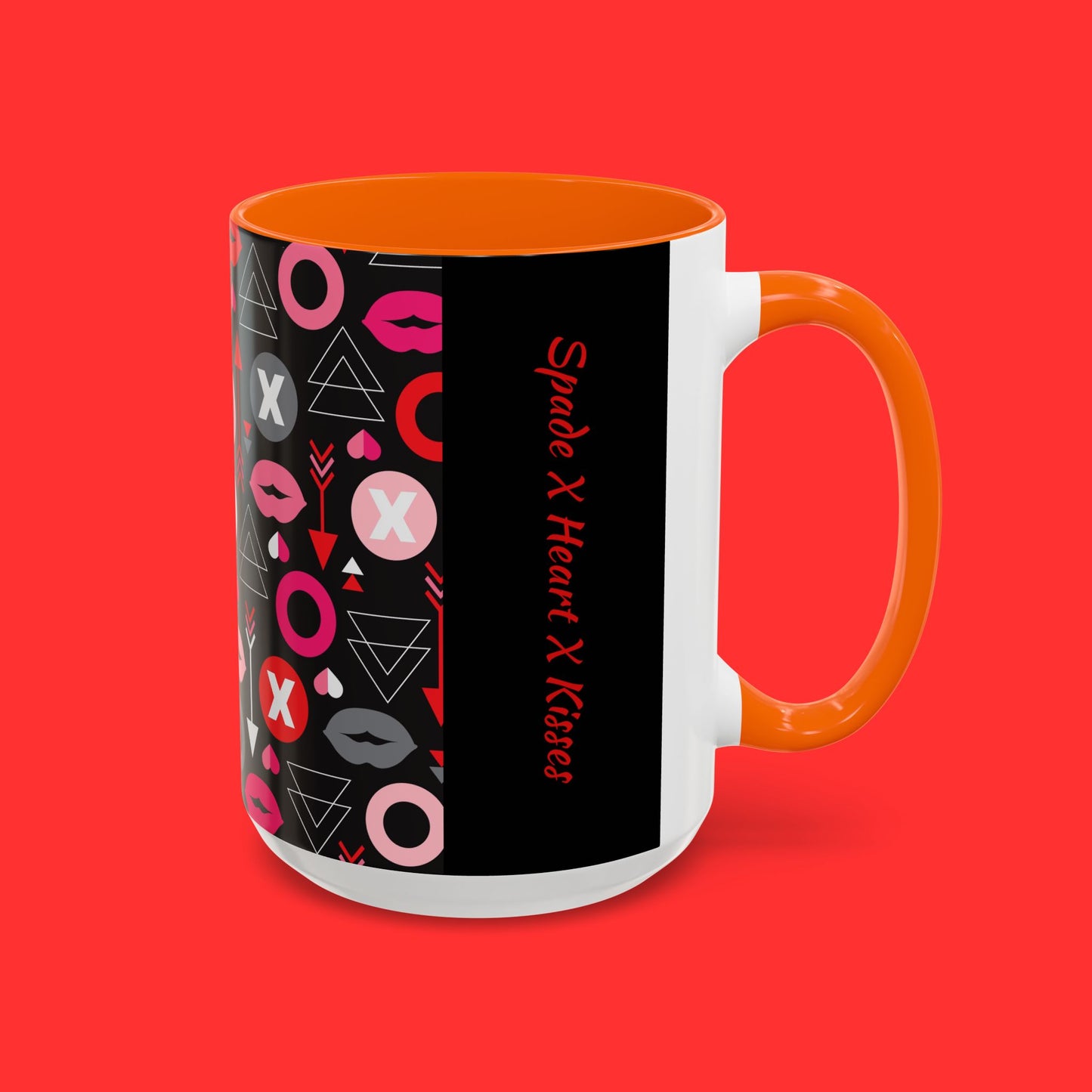 Kisses & X’s Pattern Coffee Mug — Romantic Valentine Accent Mug (11/15oz)