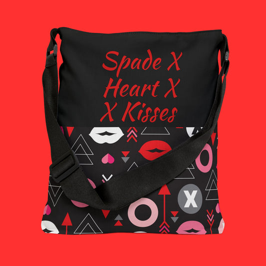'Spade X Heart X Kisses' Patterned Valentine's Crossbody Tote