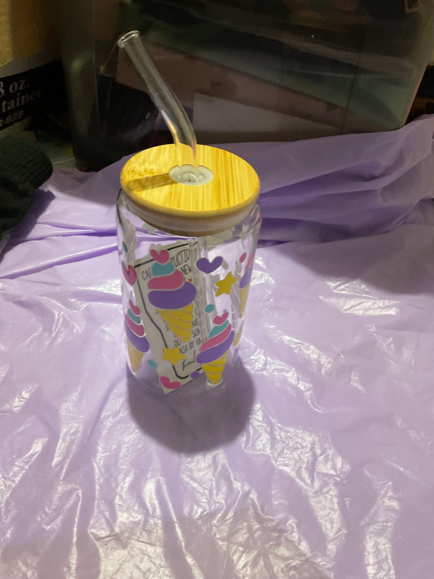 Custom Glass Cup Tumbler With Religious Uv Sticker