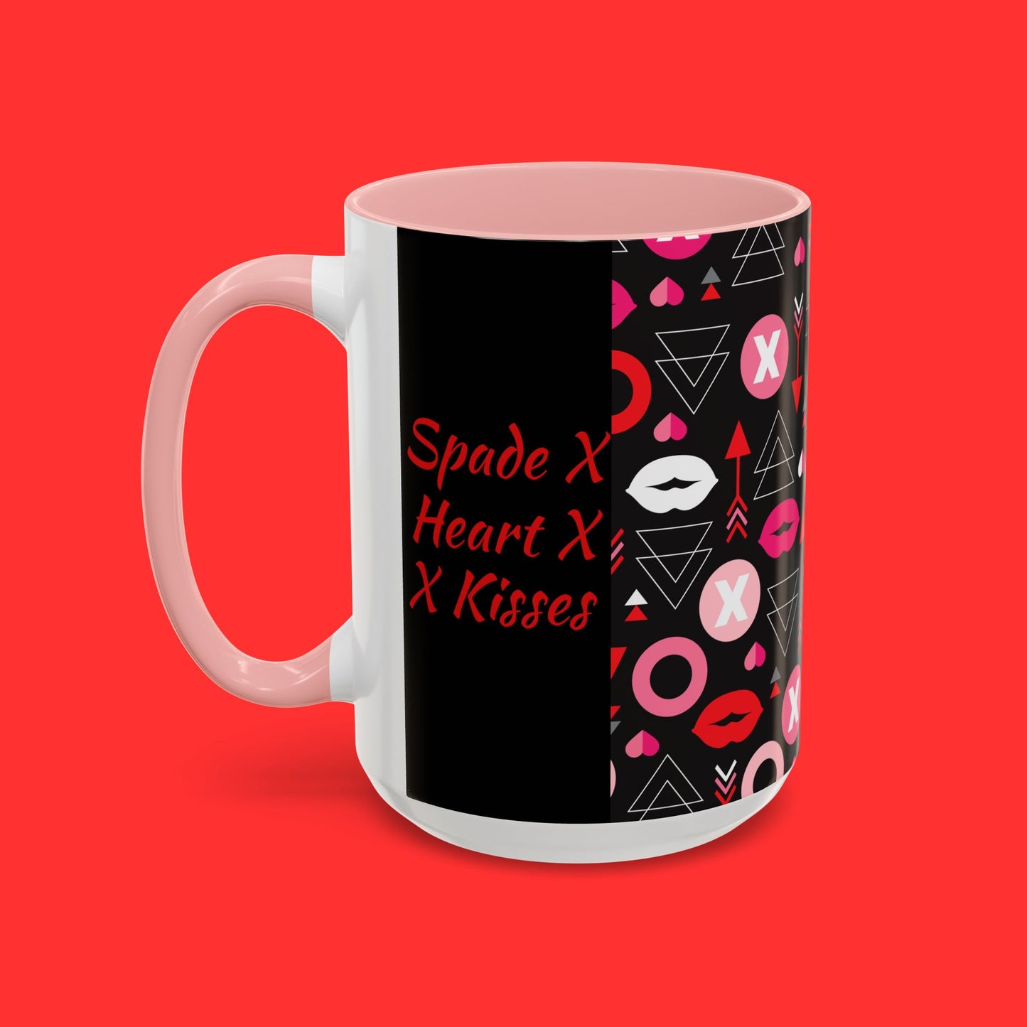 Kisses & X’s Pattern Coffee Mug — Romantic Valentine Accent Mug (11/15oz)