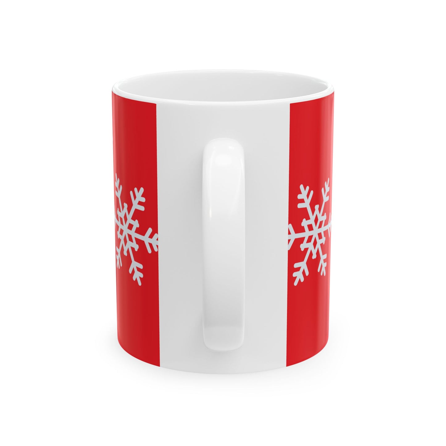 Merry Snowflakes Ceramic Mug — Red Holiday Coffee Cup (11oz & 15oz)