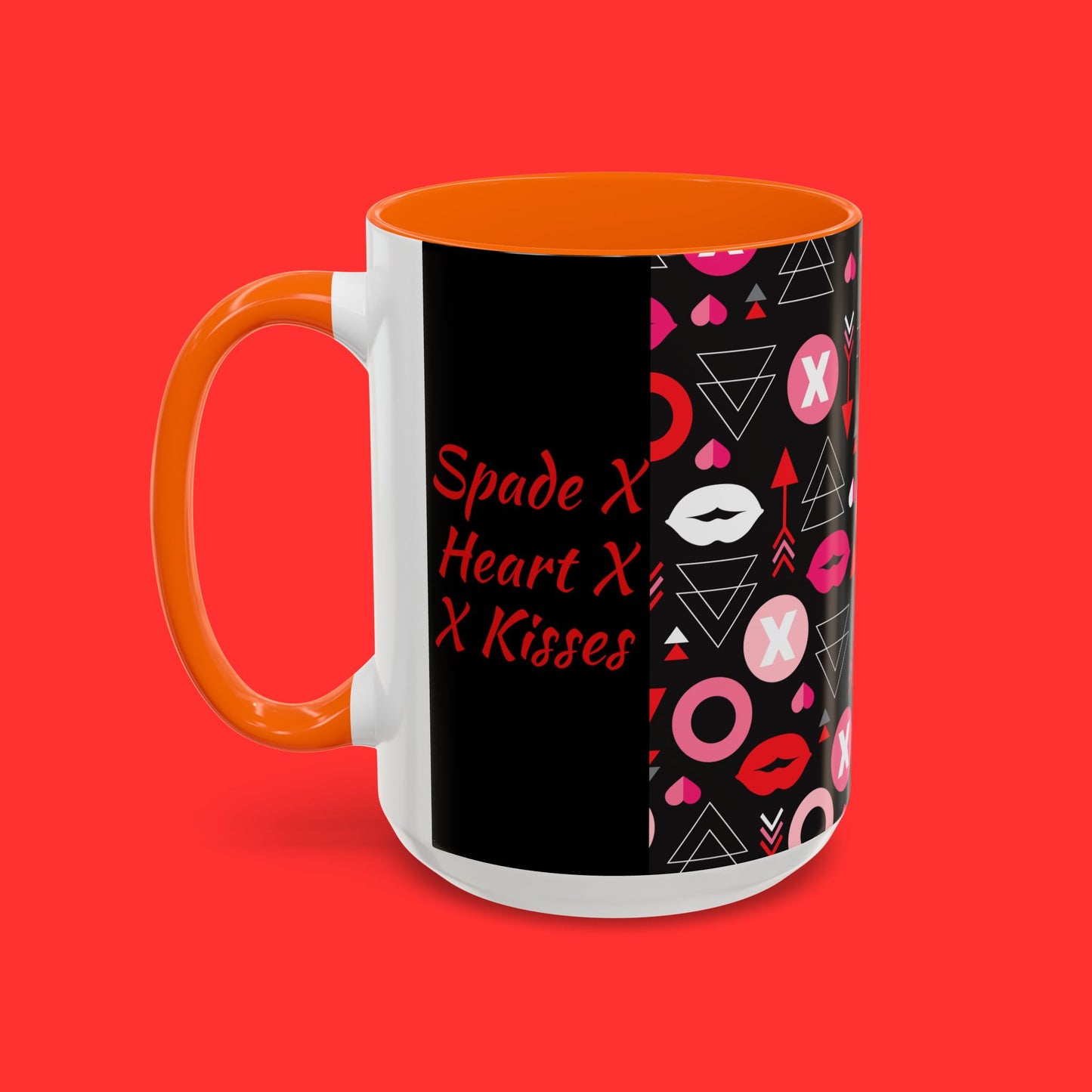 Kisses & X’s Pattern Coffee Mug — Romantic Valentine Accent Mug (11/15oz)