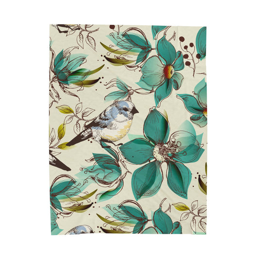 Couverture douillette en velours à motif floral
