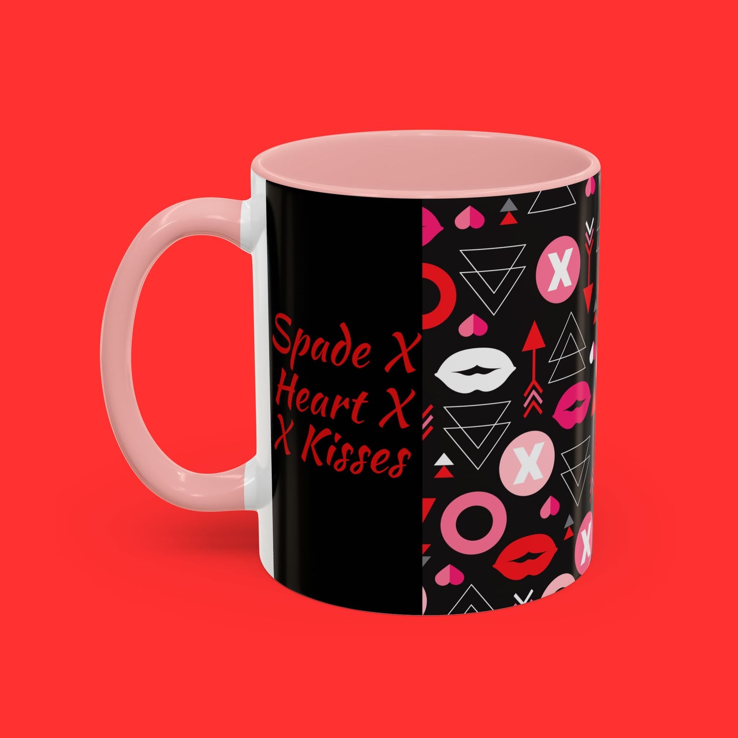 Kisses & X’s Pattern Coffee Mug — Romantic Valentine Accent Mug (11/15oz)