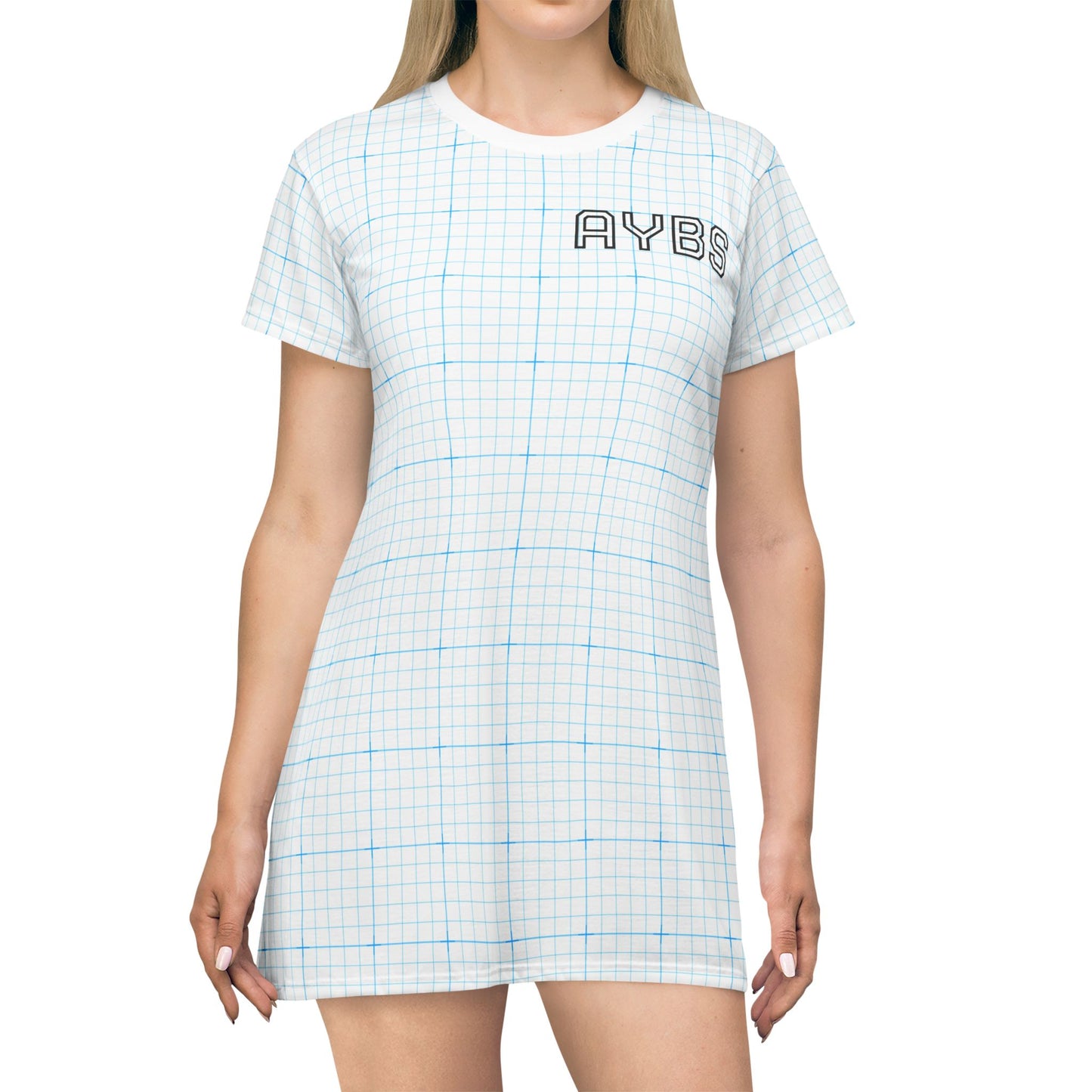 Graph & Millimeter Pattern T-Shirt Dress, Casual Summer Dress, Everyday Wear image 0