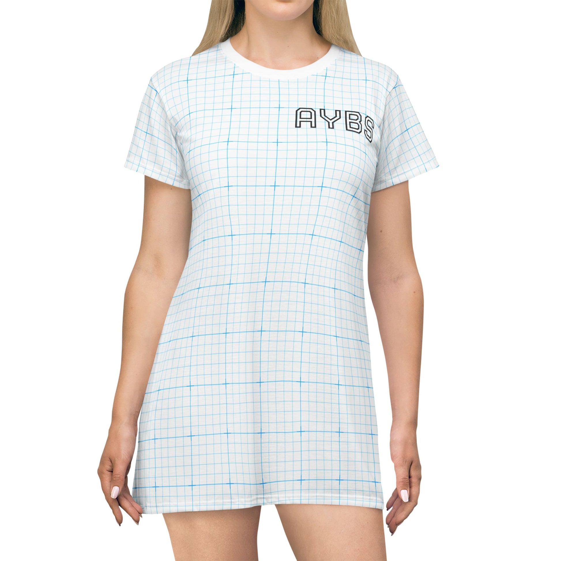 Graph & Millimeter Pattern T-Shirt Dress, Casual Summer Dress, Everyday Wear image 0