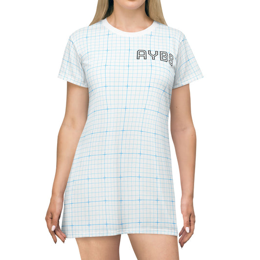 Graph & Millimeter Pattern T-Shirt Dress, Casual Summer Dress, Everyday Wear image 0