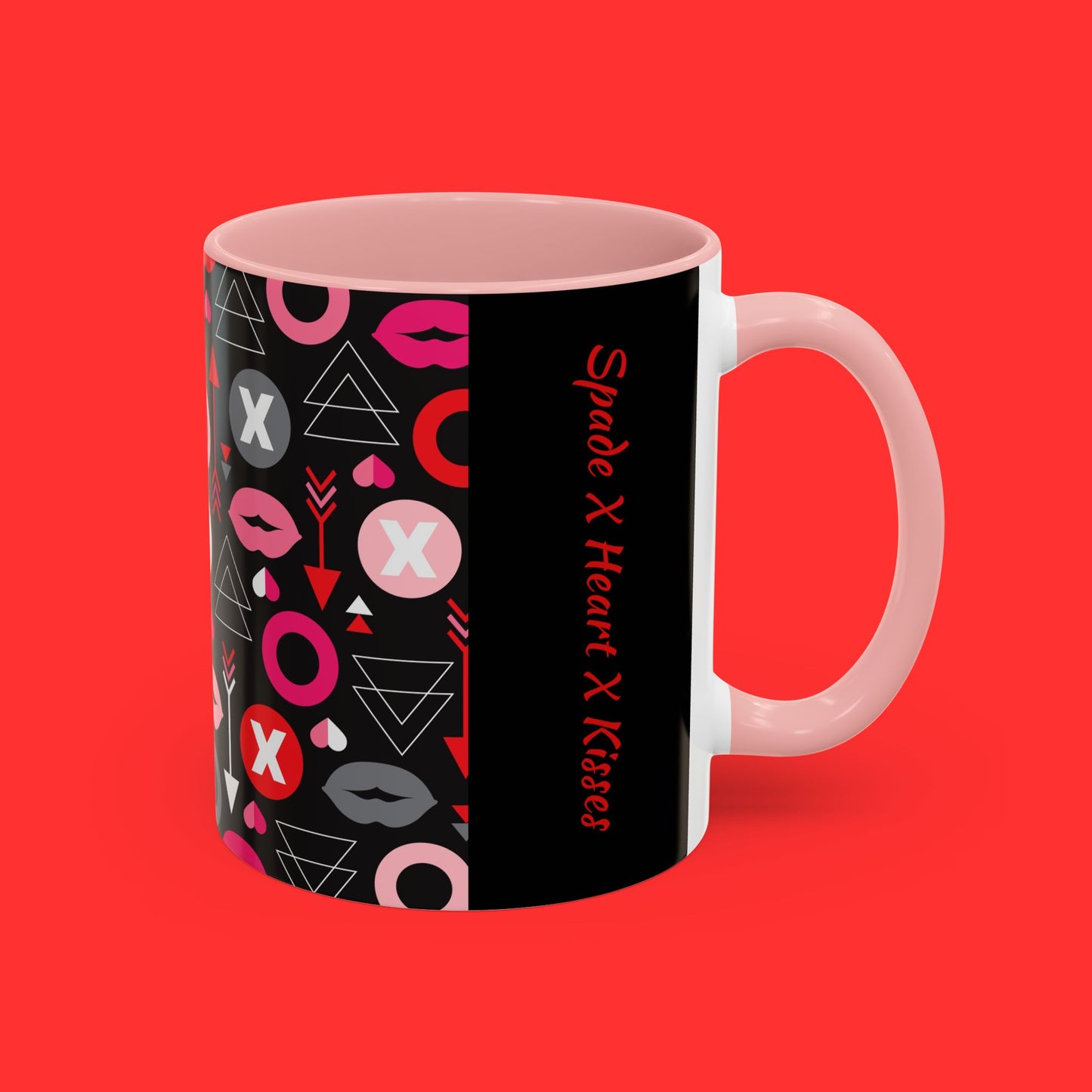 Kisses & X’s Pattern Coffee Mug — Romantic Valentine Accent Mug (11/15oz)