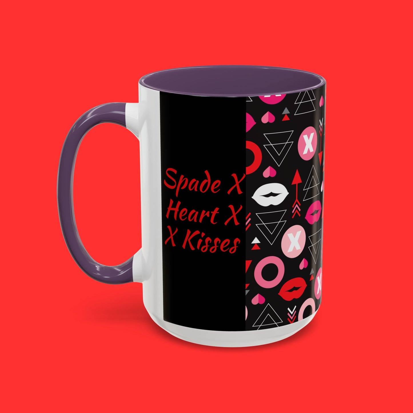Kisses & X’s Pattern Coffee Mug — Romantic Valentine Accent Mug (11/15oz)