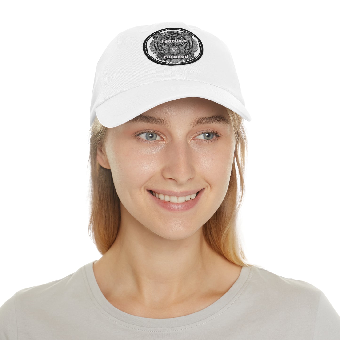 Gorra de papá con parche de cuero de tigre