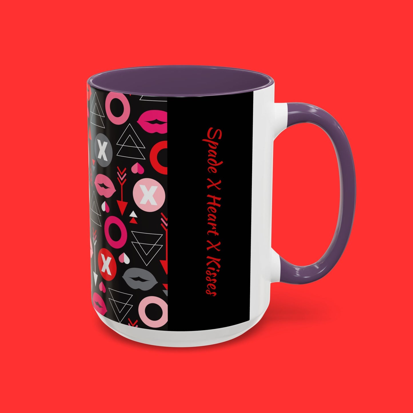 Kisses & X’s Pattern Coffee Mug — Romantic Valentine Accent Mug (11/15oz)