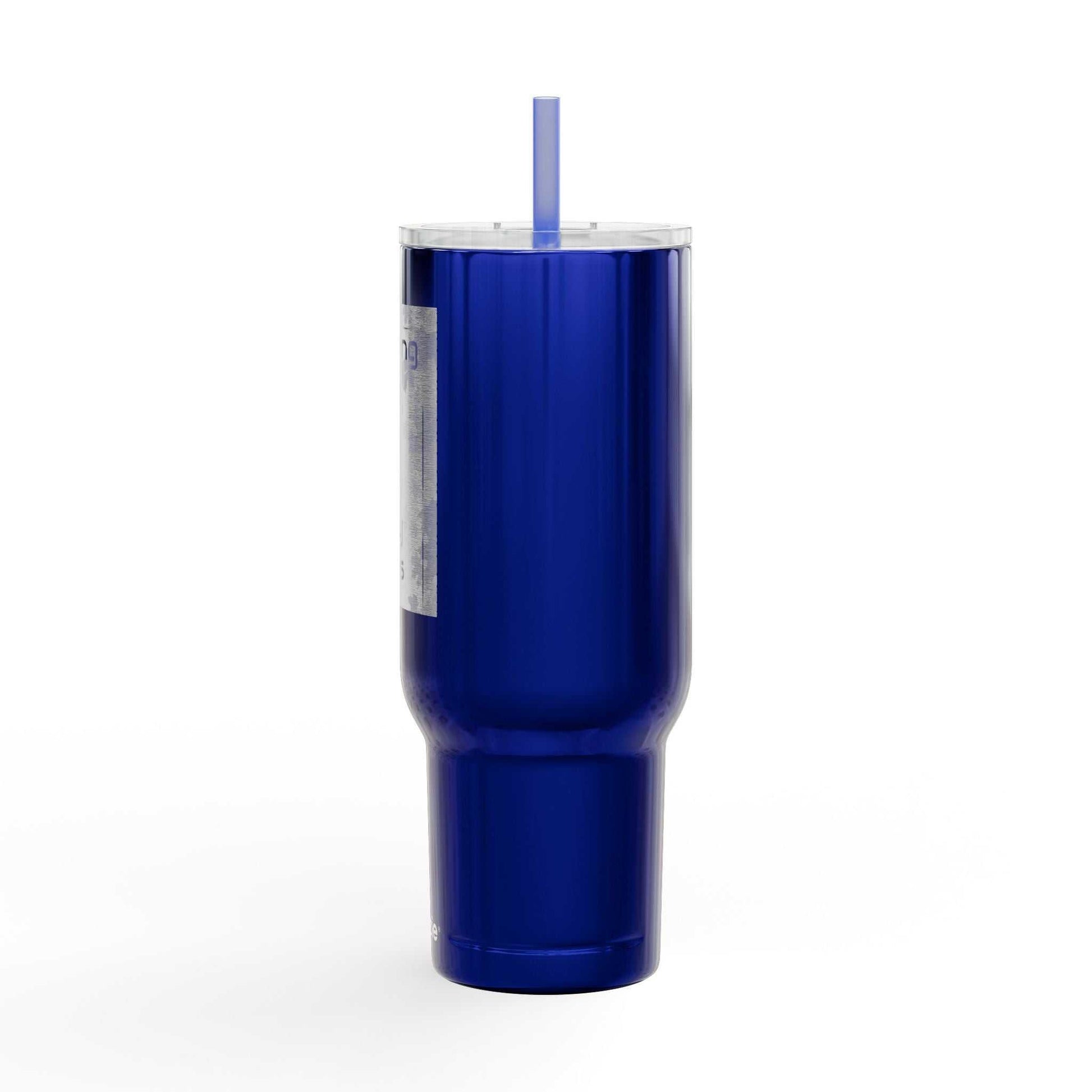 Cozy Vibes Insulated Tumbler 40oz blue travel mug with lid and straw for hot and cold drinks