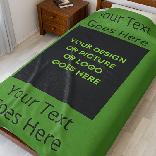 Personalized This Velveteen Plush Blanket With Your Text & Image