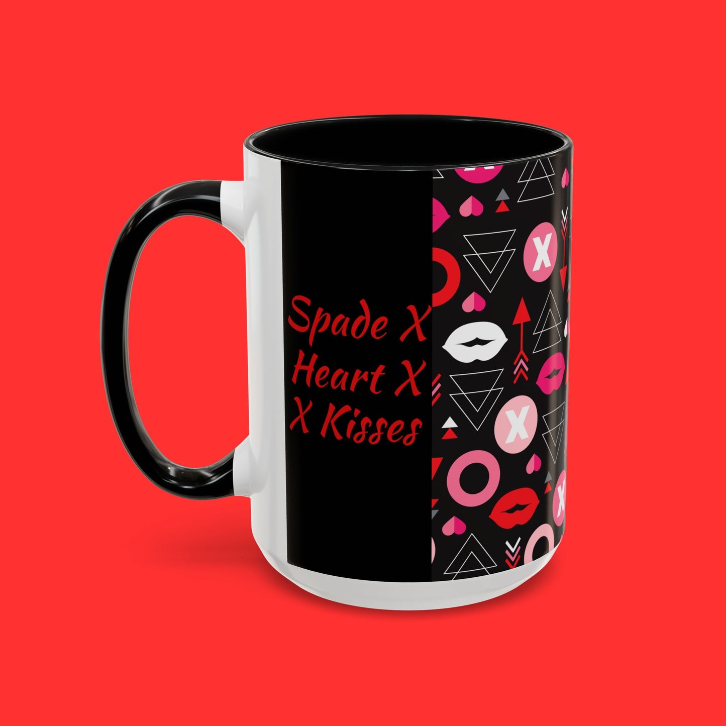 Kisses & X’s Pattern Coffee Mug — Romantic Valentine Accent Mug (11/15oz)