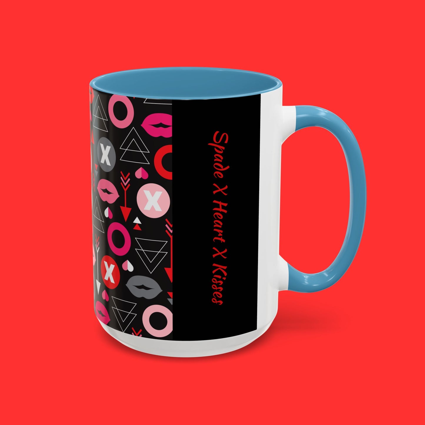 Kisses & X’s Pattern Coffee Mug — Romantic Valentine Accent Mug (11/15oz)