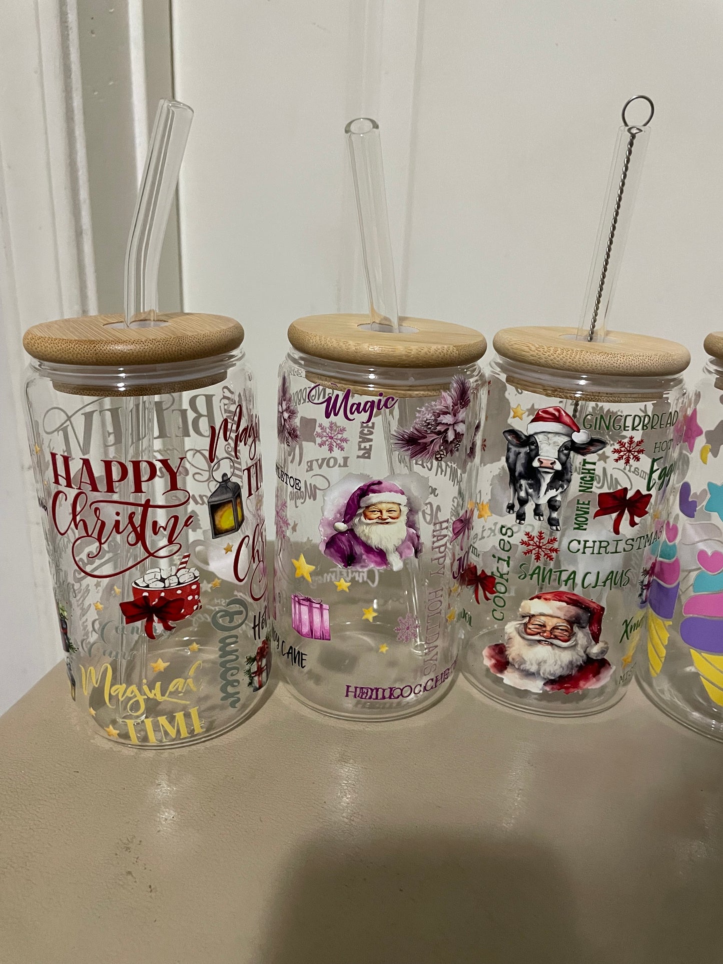 Custom Glass Cup Tumbler With Religious Uv Sticker