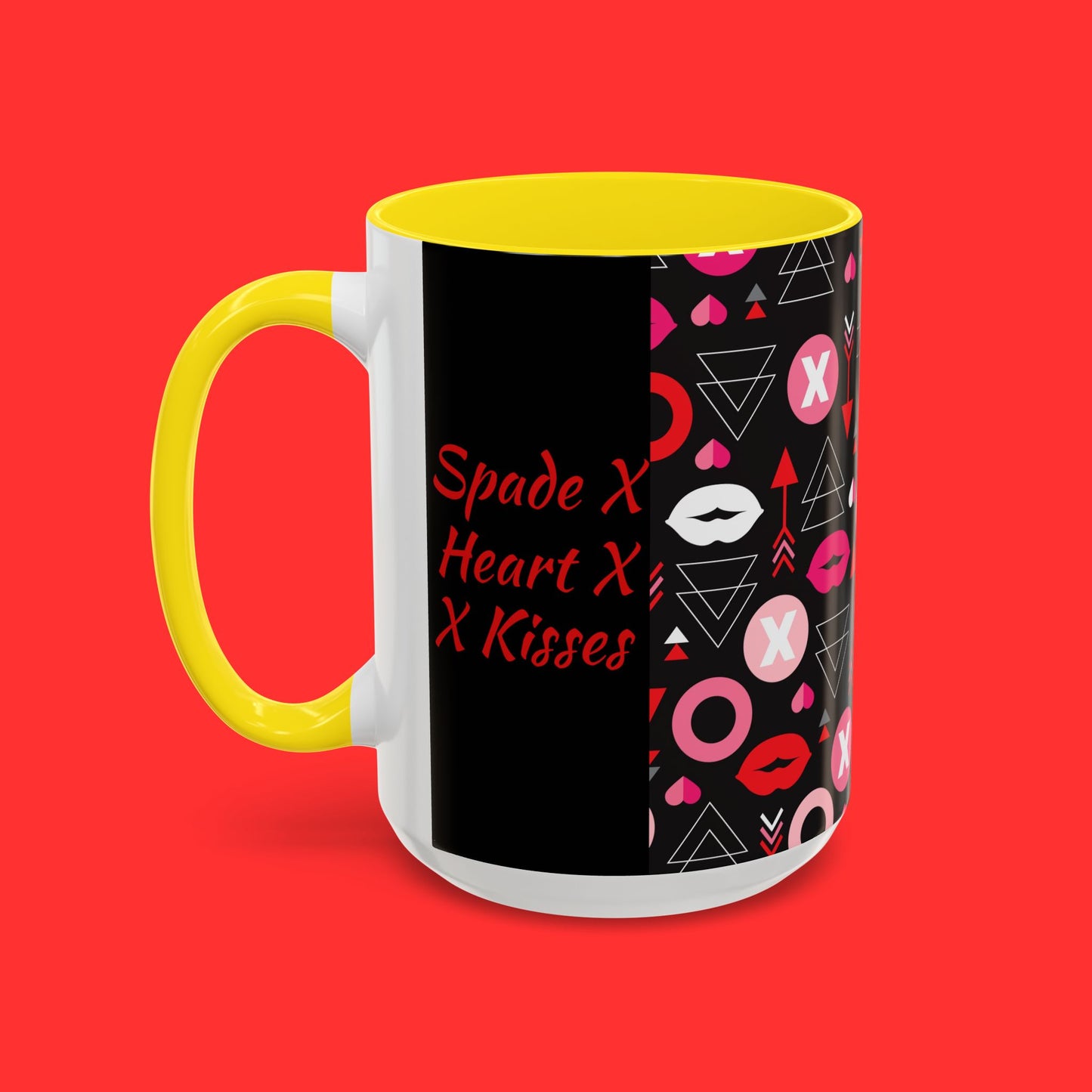 Kisses & X’s Pattern Coffee Mug — Romantic Valentine Accent Mug (11/15oz)