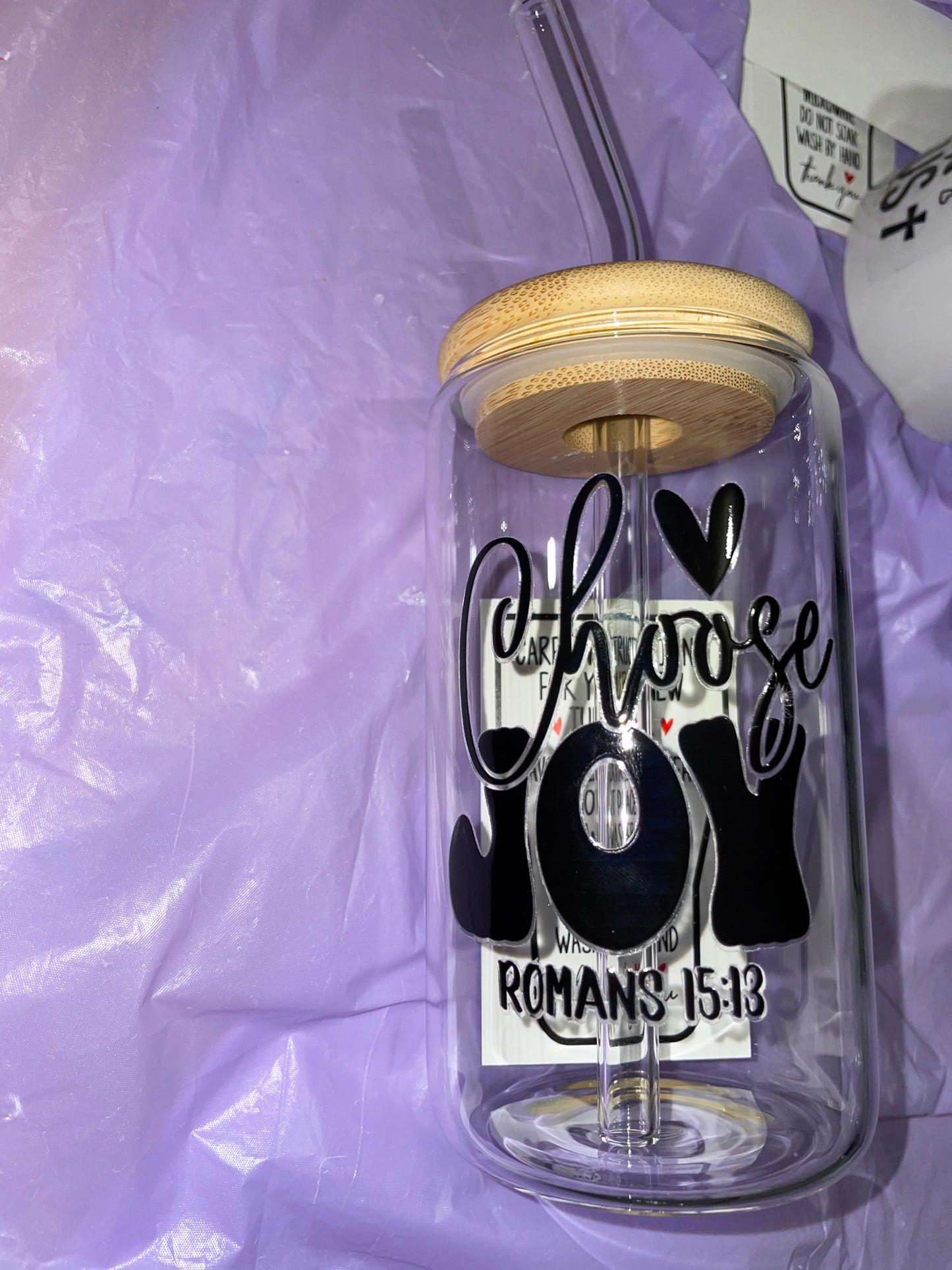 Custom Glass Cup Tumbler With Religious Uv Sticker