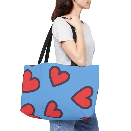 Heart-Patterned Weekender Tote Bag | Perfect For Travel & Summer Essentials image 0