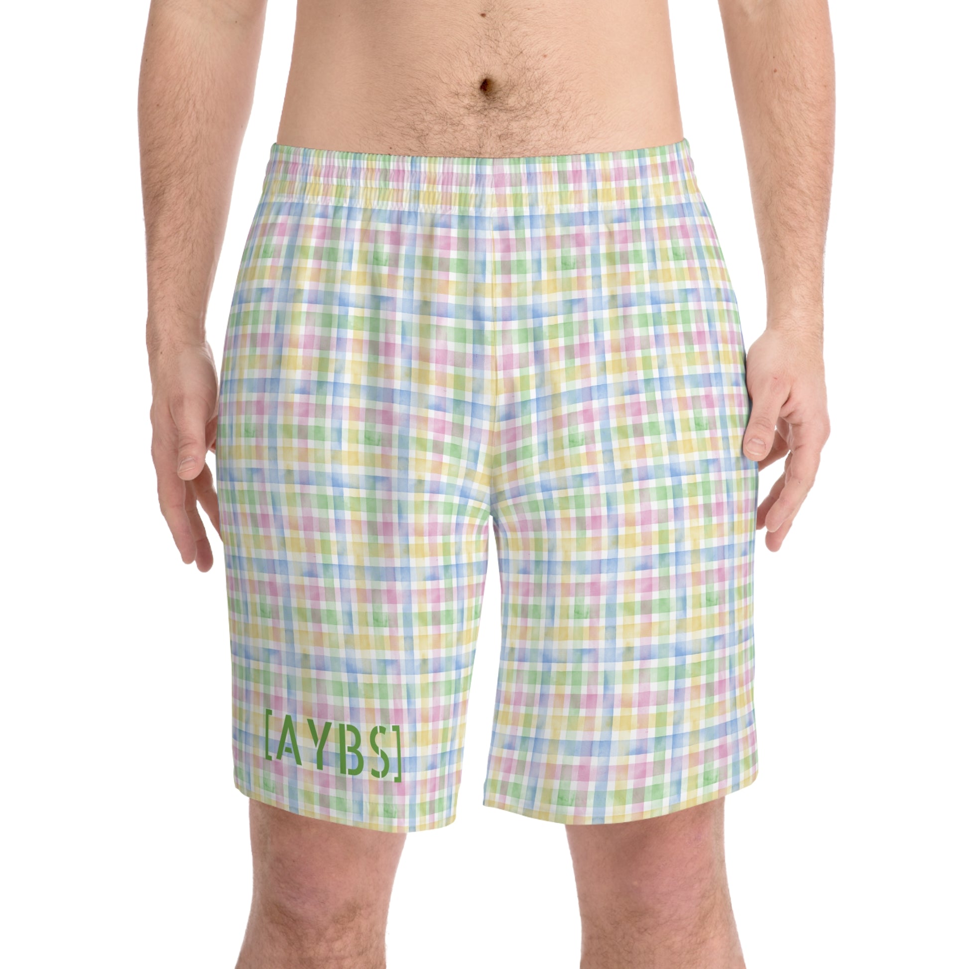 Stylish Men's Elastic Beach Shorts, Perfect for Summer Swim Trunks, AOP Design image 0