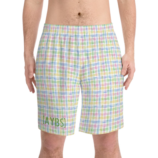 Stylish Men's Elastic Beach Shorts, Perfect for Summer Swim Trunks, AOP Design image 0
