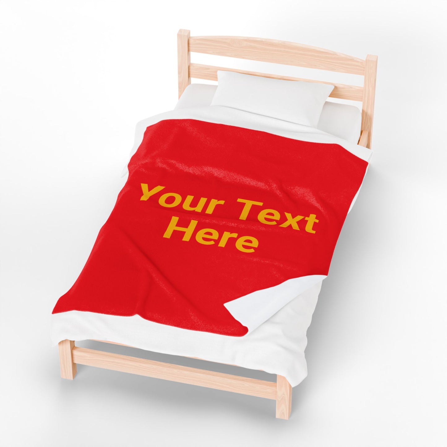 Personnalisez cette couverture en velours rouge avec votre propre motif.