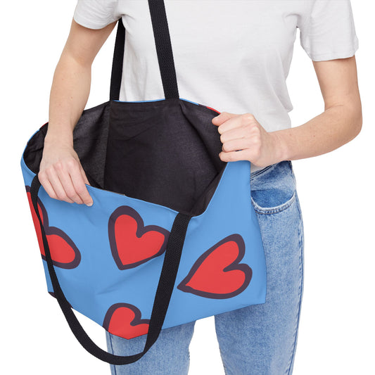 Heart-Patterned Weekender Tote Bag | Perfect For Travel & Summer Essentials image 1
