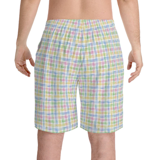 Stylish Men's Elastic Beach Shorts, Perfect for Summer Swim Trunks, AOP Design image 1