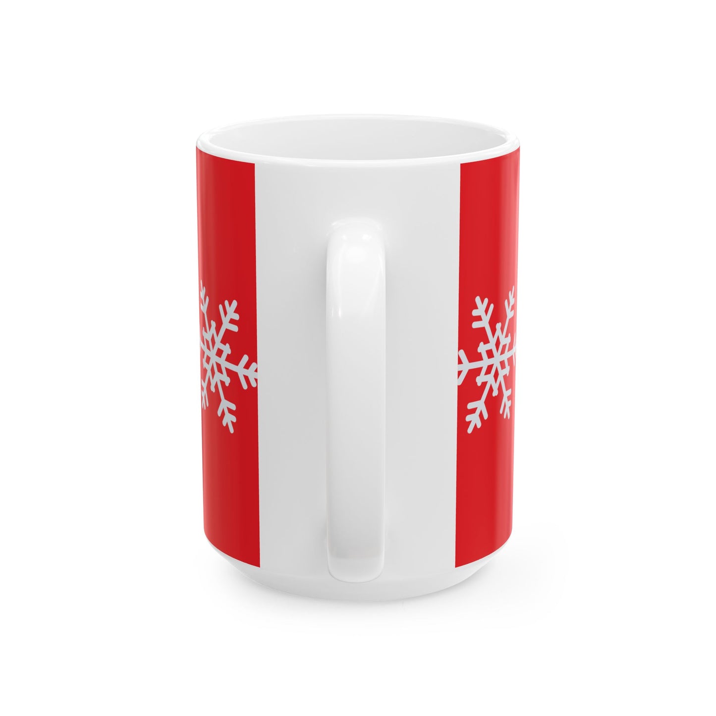 Merry Snowflakes Ceramic Mug — Red Holiday Coffee Cup (11oz & 15oz)