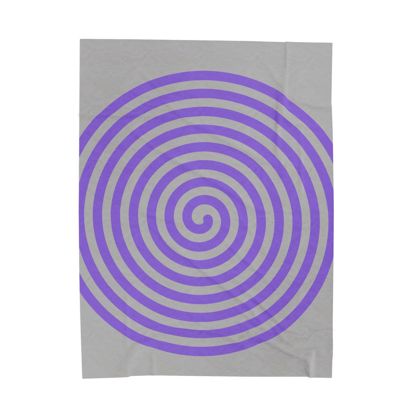 Plush blanket with purple spiral design on gray background, soft throw for home decor and gifts