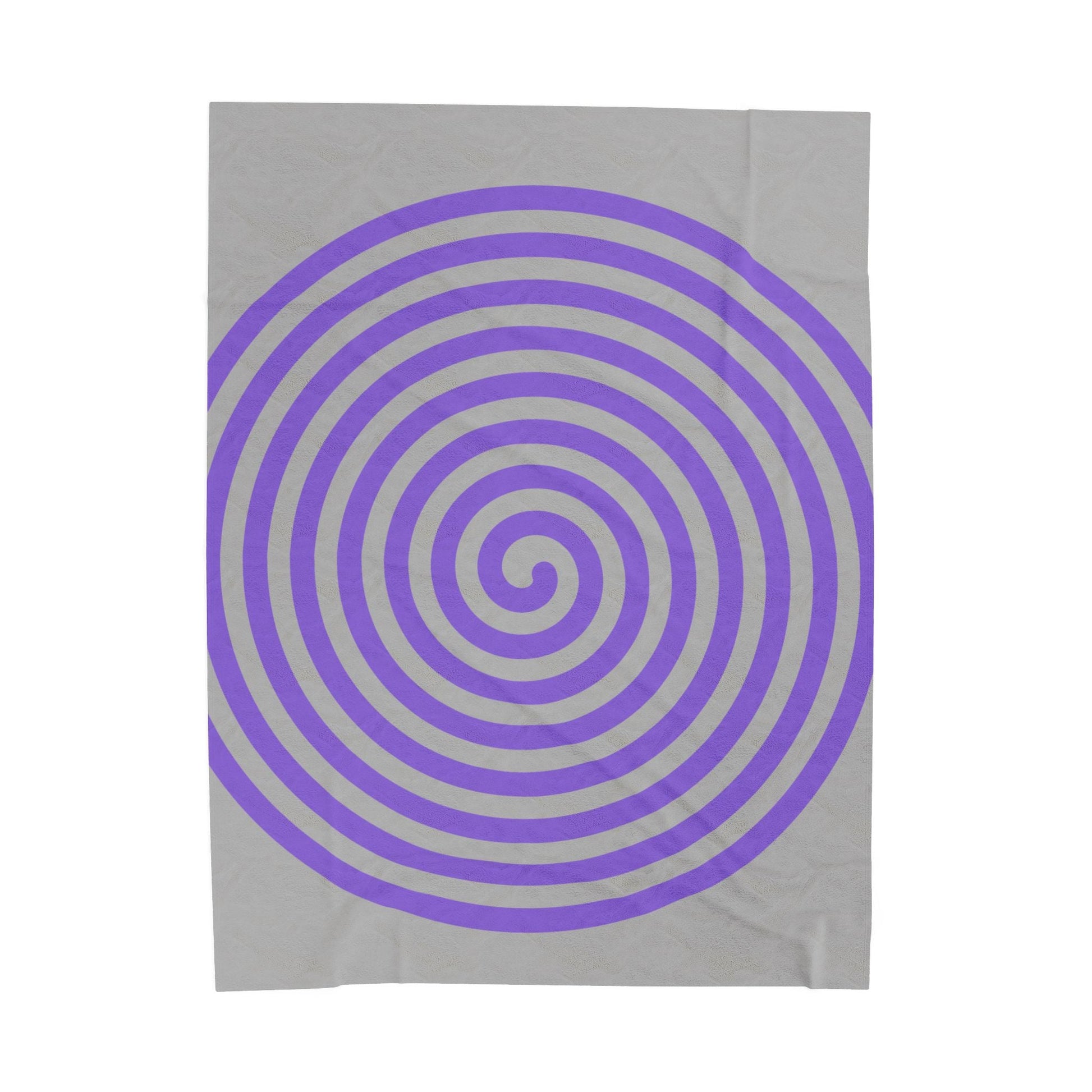 Plush blanket with purple spiral design on gray background, soft throw for home decor and gifts