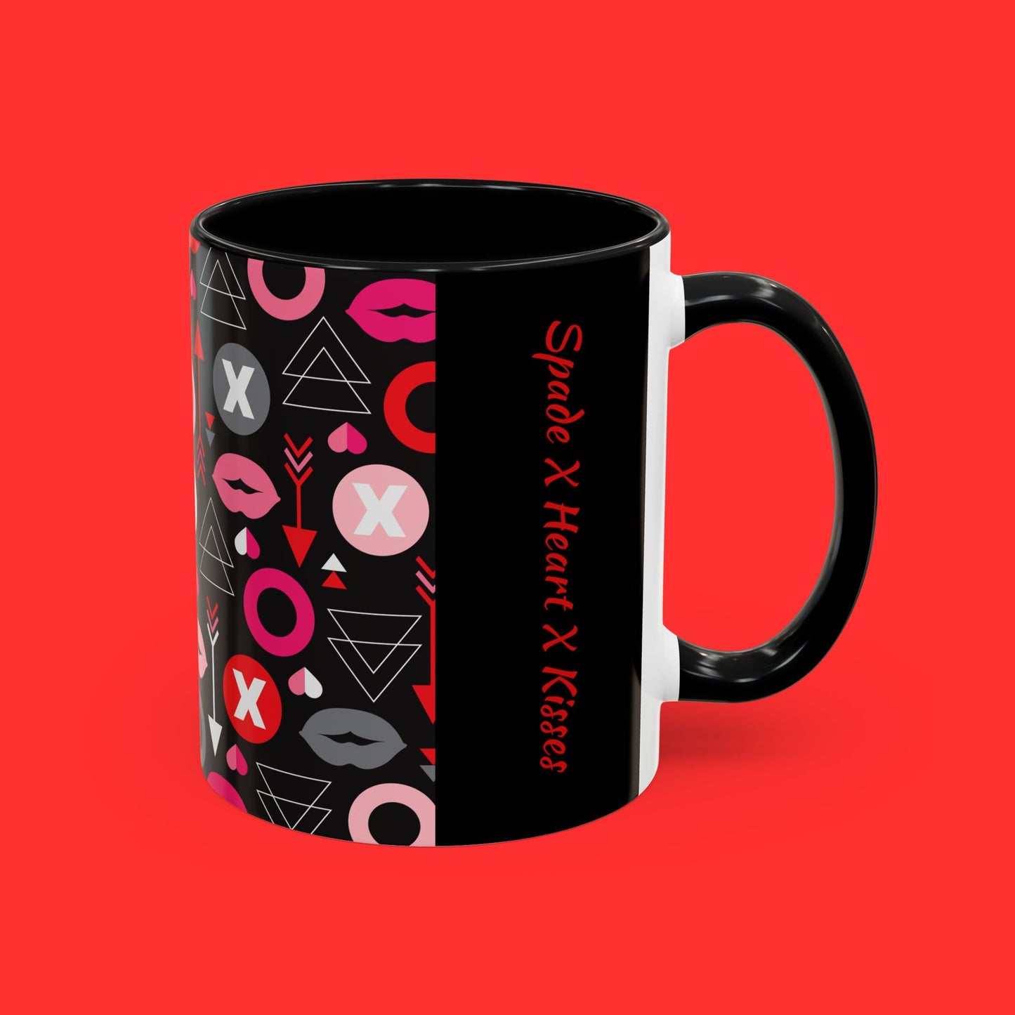 Kisses & X’s Pattern Coffee Mug — Romantic Valentine Accent Mug (11/15oz)