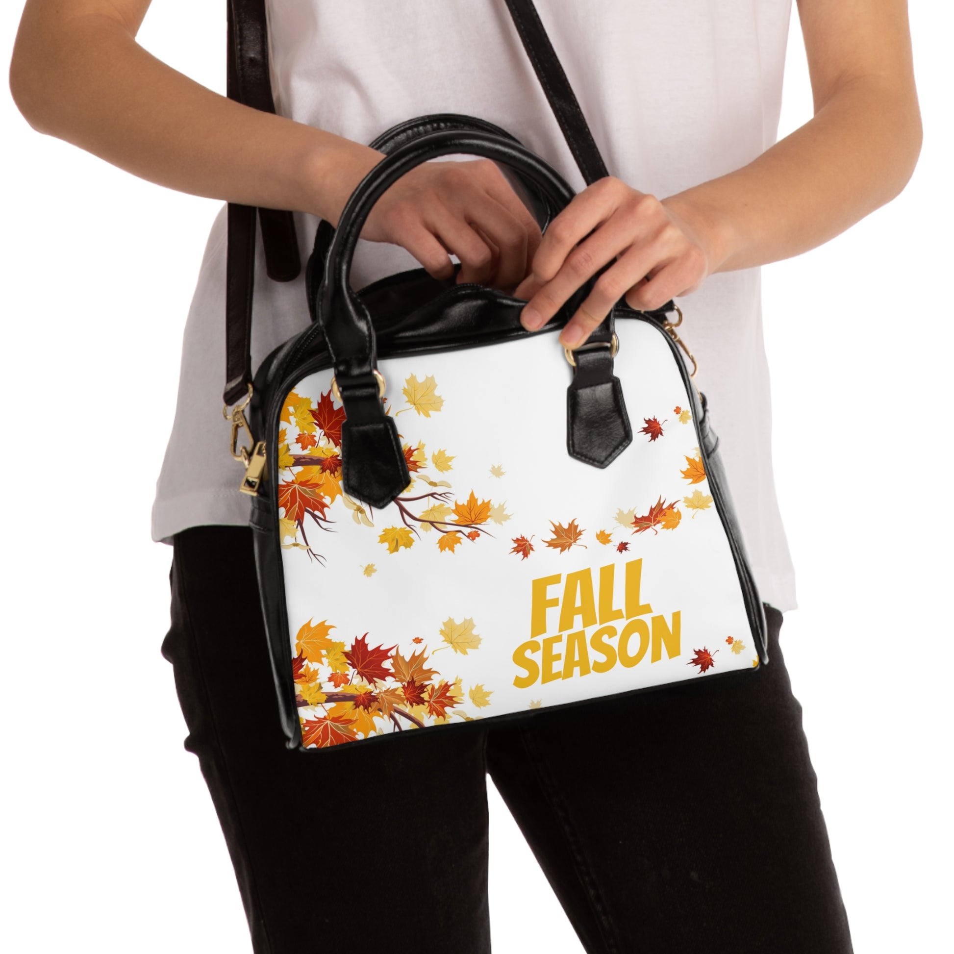 Vibrant Leaves Print Shoulder Handbag, Trendy & Perfect For Fall, Gift for Her  image 0